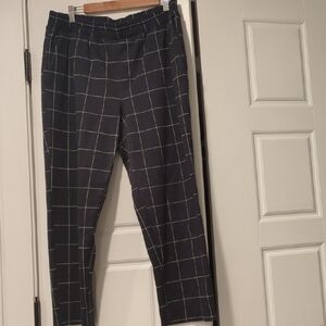 a new day Black and White Grid Pattern Joggers